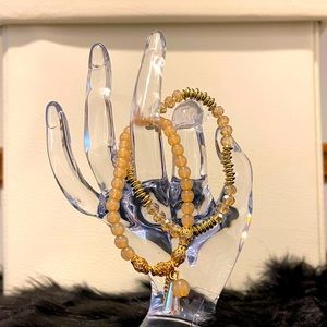 Gorgeous 2 Piece Crystal Decor Beaded Bracelet